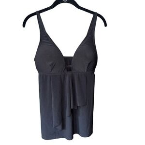 Beyond Control Black Swim‎ Tankini Top with Adjustable Straps B18